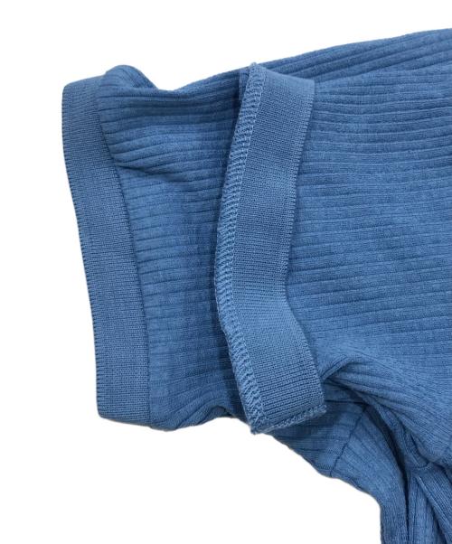 maison kitsune（メゾンキツネ）maison kitsune (メゾンキツネ) リブニットポロワンピース ブルー サイズ:Sの古着・服飾アイテム
