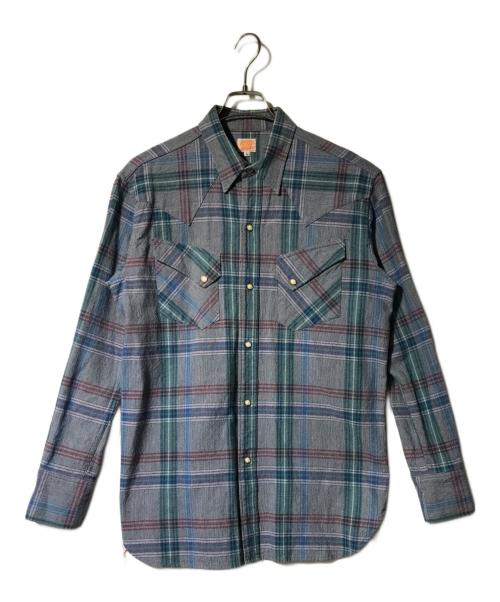 SUGAR CANE（シュガーケーン）SUGAR CANE (シュガーケーン) チェックウエスタンシャツ ブルー サイズ:Lの古着・服飾アイテム