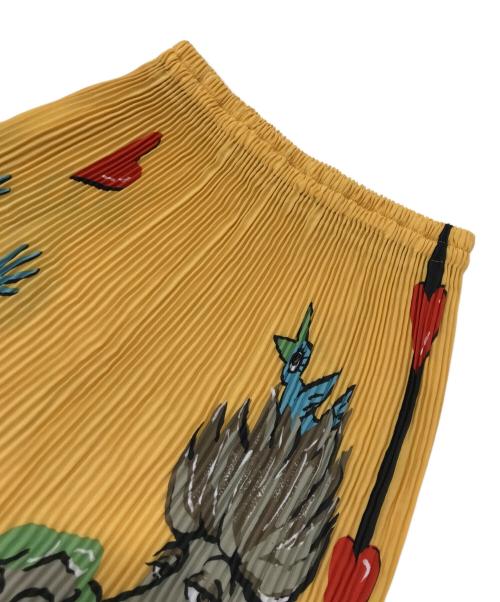 Alberobello（アルベロベロ）Alberobello (アルベロベロ) プリントプリーツスカート レッド×イエロー サイズ:不明の古着・服飾アイテム