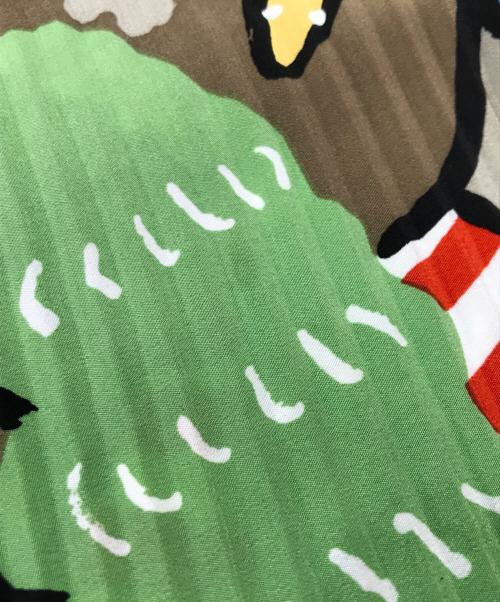 Alberobello（アルベロベロ）Alberobello (アルベロベロ) プリントプリーツスカート レッド×イエロー サイズ:不明の古着・服飾アイテム