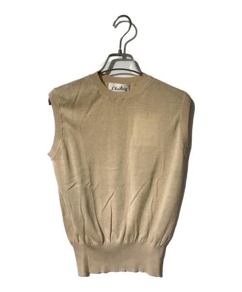 l'heritage martinique（レリタージュ マルティニーク）l'heritage martinique (レリタージュ マルティニーク) シルクブレンドノースリーブニット ベージュ サイズ:FREEの古着・服飾アイテム