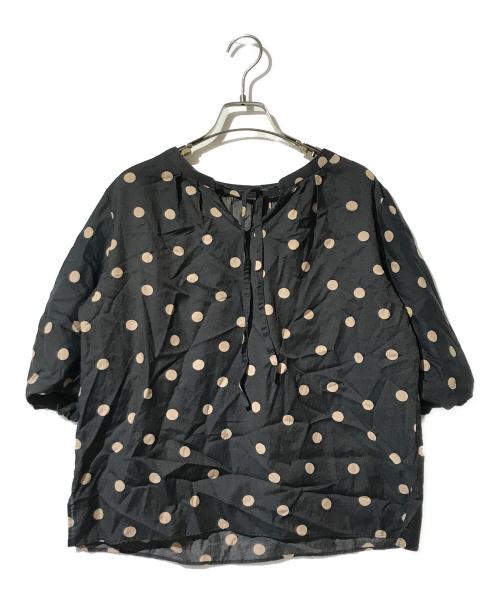 BALLSEY（ボールジィ）BALLSEY (ボールジィ) ドットプリント パフスリーブブラウス ブラック サイズ:36の古着・服飾アイテム