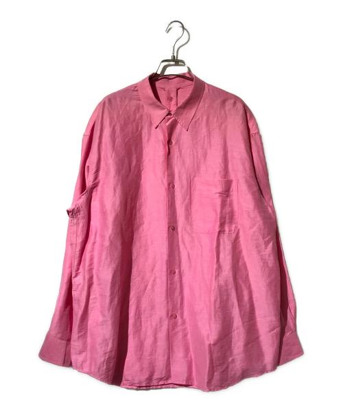 EDIFICE（エディフィス）EDIFICE (エディフィス) シアー リネン レギュラーカラーシャツ ピンク サイズ:Lの古着・服飾アイテム