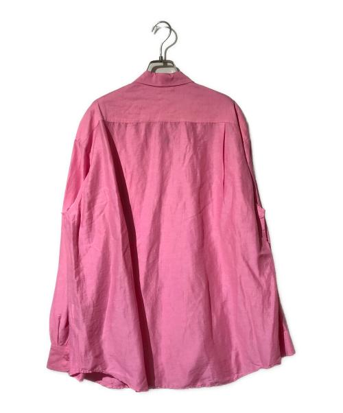 EDIFICE（エディフィス）EDIFICE (エディフィス) シアー リネン レギュラーカラーシャツ ピンク サイズ:Lの古着・服飾アイテム