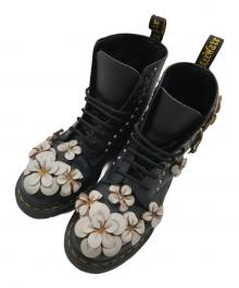 Dr.Martens（ドクターマーチン）の古着「フラーワーアップリケ8ホールブーツ」｜ブラック