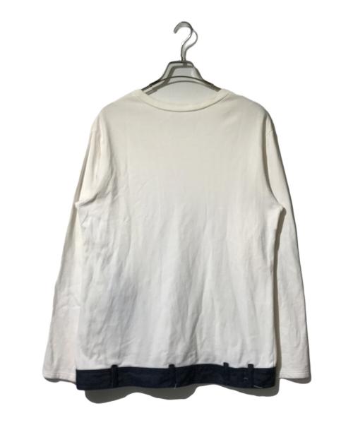 GROUND Y（グラウンドワイ）GROUND Y (グラウンドワイ) デニム切替デザイン長袖Tシャツ ホワイト サイズ:34の古着・服飾アイテム