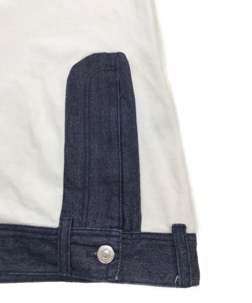 GROUND Y（グラウンドワイ）GROUND Y (グラウンドワイ) デニム切替デザイン長袖Tシャツ ホワイト サイズ:34の古着・服飾アイテム