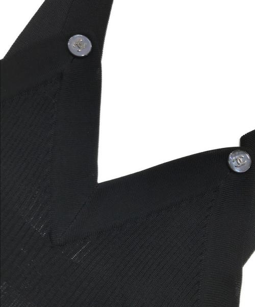 CHANEL（シャネル）CHANEL (シャネル) レーヨンリブニットキャミソール ブラック サイズ:38の古着・服飾アイテム