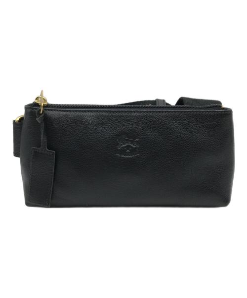 IL BISONTE（イル ビゾンテ）IL BISONTE (イル ビゾンテ) レザーショルダーバッグ ブラックの古着・服飾アイテム