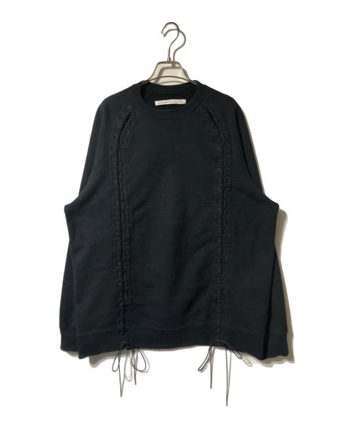 JOHN LAWRENCE SULLIVAN（ジョン ローレンス サリバン）JOHN LAWRENCE SULLIVAN (ジョン ローレンス サリバン) レースアップスウェット ブラック サイズ:ｘ（推定ＸＬ）の古着・服飾アイテム