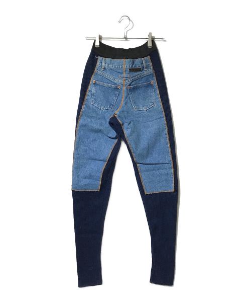 GAULTIER JEANS（ゴルチエジーンズ）GAULTIER JEANS (ゴルチエジーンズ) オールドデニム切替ニットパンツ インディゴ サイズ:Lの古着・服飾アイテム