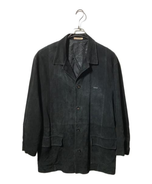 PAPAS（パパス）PAPAS (パパス) ラムスウェードレザージャケット ブラック サイズ:Lの古着・服飾アイテム