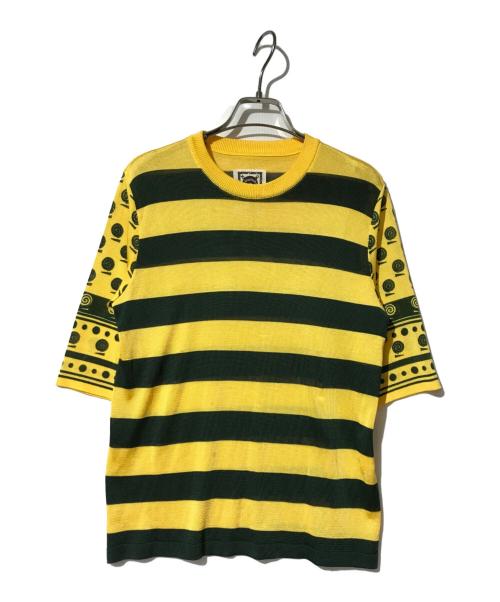 UNDERCOVER（アンダーカバー）UNDERCOVER (アンダーカバー) デザインボーダーカットソー グリーン×イエロー サイズ:Ｍの古着・服飾アイテム