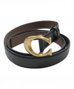 COACHオールドコーチ）の古着「Cバックルレザーベルト」｜ブラック