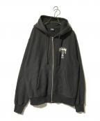 stussyステューシー）の古着「WORLD TOUR ZIP HOODIE」｜ブラック