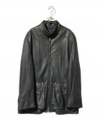 OLIVIERIオリヴィエリ）の古着「パンチングラムレザージャケット」｜ブラック