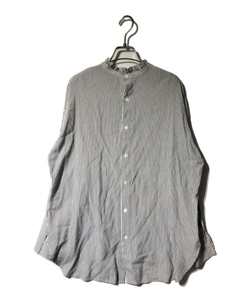 Spick and Span（スピック＆スパン）Spick and Span (スピックアンドスパン) フリルカラーストライプシャツ ホワイト×ネイビー サイズ:FREEの古着・服飾アイテム