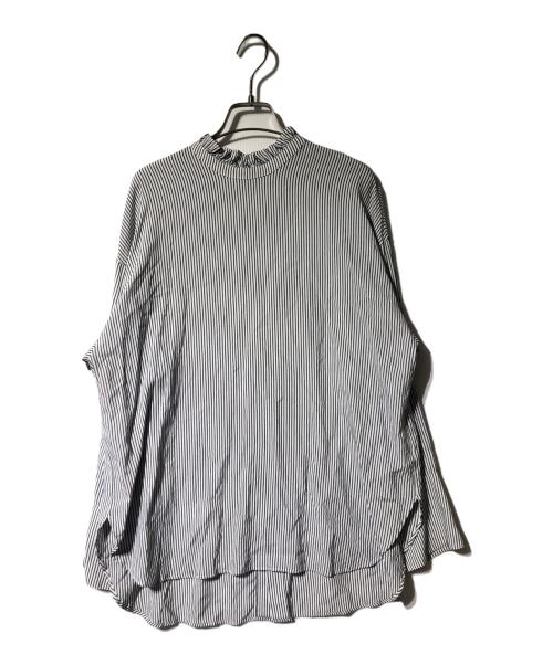 Spick and Span（スピック＆スパン）Spick and Span (スピックアンドスパン) フリルカラーストライプシャツ ホワイト×ネイビー サイズ:FREEの古着・服飾アイテム