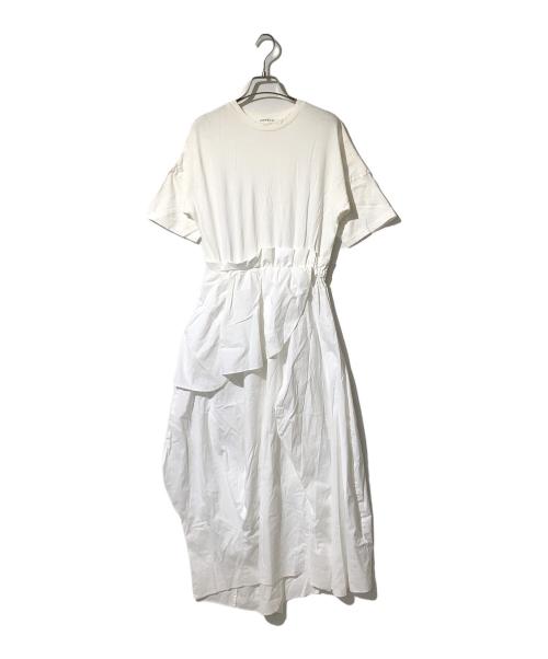 ENFOLD（エンフォルド）ENFOLD (エンフォルド) ソフト 天竺 タック ドレープ ドレス ロング ワンピース ホワイト サイズ:36の古着・服飾アイテム