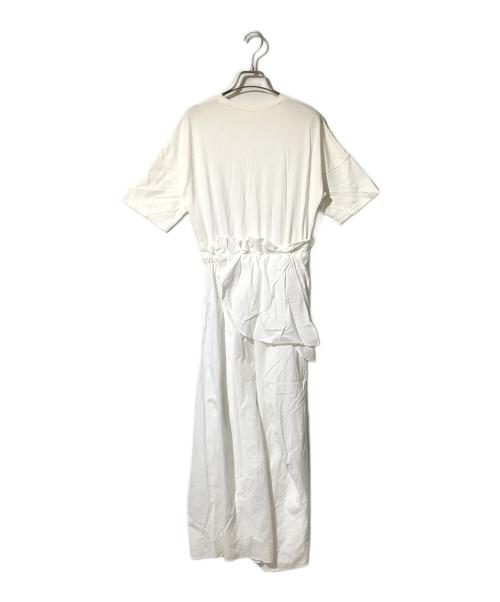 ENFOLD（エンフォルド）ENFOLD (エンフォルド) ソフト 天竺 タック ドレープ ドレス ロング ワンピース ホワイト サイズ:36の古着・服飾アイテム