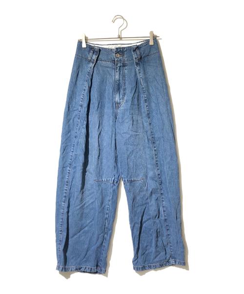 Noble（ノーブル）Noble (ノーブル) スージングデニムフォルムタックパンツ インディゴ サイズ:36の古着・服飾アイテム