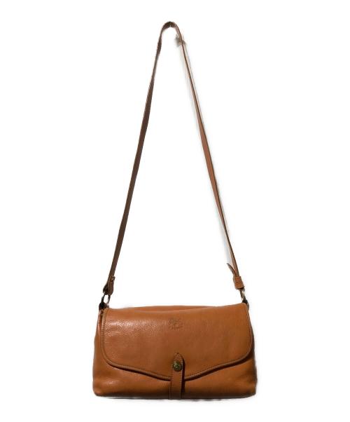 IL BISONTE（イル ビゾンテ）IL BISONTE (イル ビゾンテ) フラップレザーショルダーバッグ ブラウンの古着・服飾アイテム