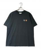 maison kitsuneメゾンキツネ）の古着「DOUBLE BOLD FOX HEAD COMFORT TEE-SHIRT（ダブル　ボールド　フォックス　ヘッド　コンフォート　ティーシャツ）」｜ブラック