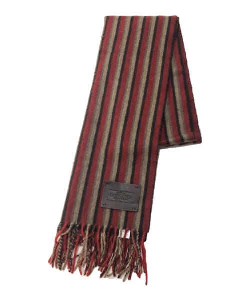 LOUIS VUITTON（ルイ ヴィトン）LOUIS VUITTON (ルイ ヴィトン) エシャルプ・レイエ レッド×ブラウンの古着・服飾アイテム