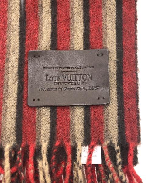 LOUIS VUITTON（ルイ ヴィトン）LOUIS VUITTON (ルイ ヴィトン) エシャルプ・レイエ レッド×ブラウンの古着・服飾アイテム