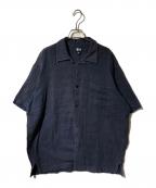 stussyステューシー）の古着「ヴィンテージ刺繍アロハシャツ」｜ネイビー