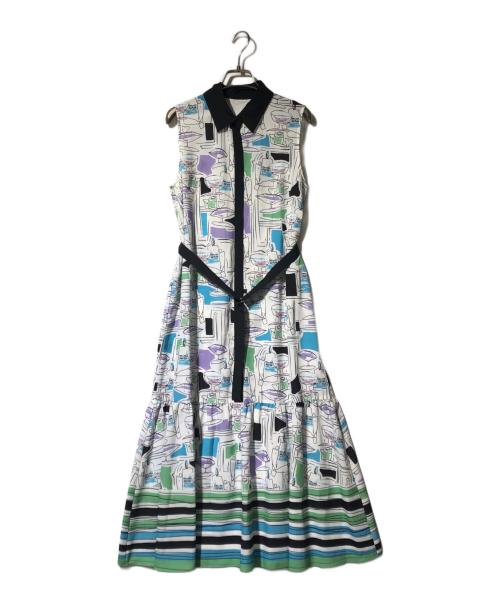 Diagram（ダイアグラム）Diagram (ダイアグラム) マルチカラー カクテル柄ワンピース ホワイト サイズ:38の古着・服飾アイテム