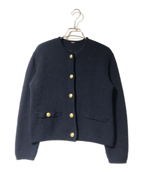 Mila Owen（ミラオーウェン）Mila Owen (ミラオーウェン) 金釦ショート丈ニットカーデ ネイビーの古着・服飾アイテム