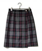 Burberry'sバーバリー）の古着「ヴィンテージ 金釦ラップスカート」｜レッド×ネイビー