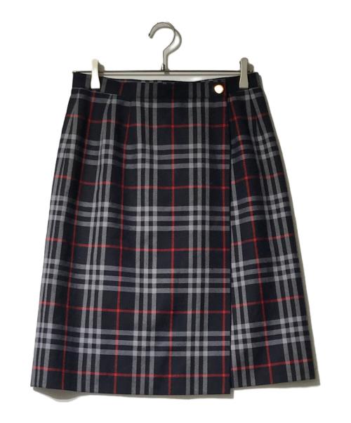 Burberry's（バーバリー）Burberry's (バーバリーズ) ヴィンテージ 金釦ラップスカート レッド×ネイビー サイズ:11ARの古着・服飾アイテム