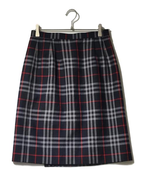 Burberry's（バーバリー）Burberry's (バーバリーズ) ヴィンテージ 金釦ラップスカート レッド×ネイビー サイズ:11ARの古着・服飾アイテム