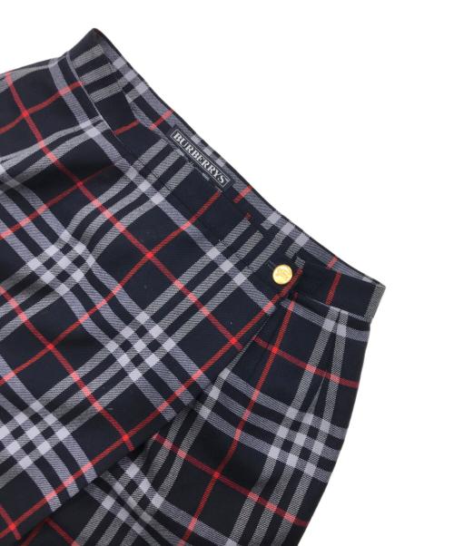 Burberry's（バーバリー）Burberry's (バーバリーズ) ヴィンテージ 金釦ラップスカート レッド×ネイビー サイズ:11ARの古着・服飾アイテム