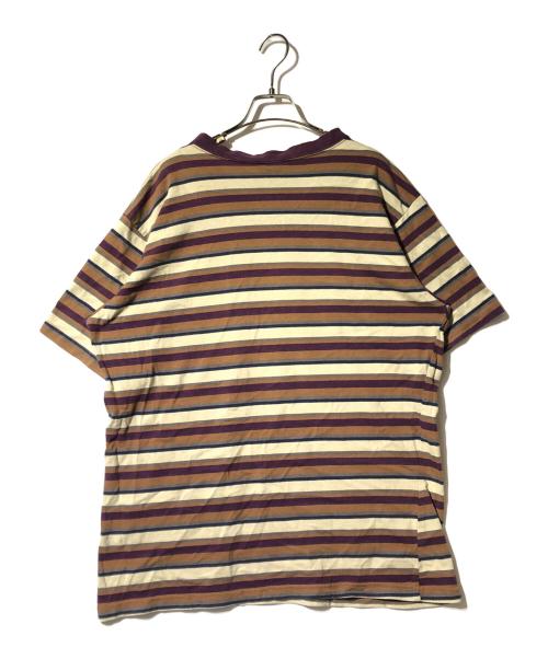 CHRISTIAN FLETCHER（クリスチャンフレッチャー）CHRISTIAN FLETCHER (クリスチャンフレッチャー) ボーダーTシャツ ベージュ×パープル サイズ:Ｌサイズ相当の古着・服飾アイテム