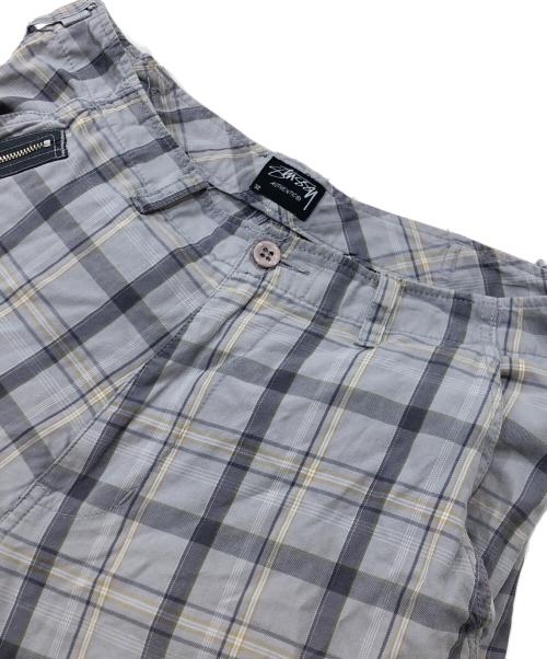 stussy（ステューシー）stussy (ステューシー) チェックカーゴパンツ ネイビー×ライトグレー サイズ:32の古着・服飾アイテム