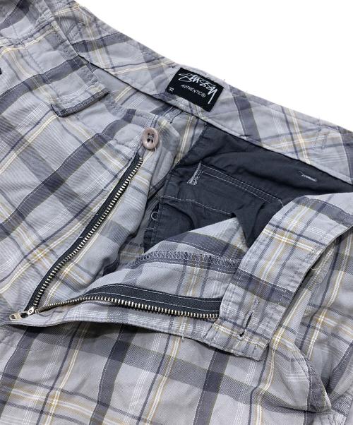 stussy（ステューシー）stussy (ステューシー) チェックカーゴパンツ ネイビー×ライトグレー サイズ:32の古着・服飾アイテム