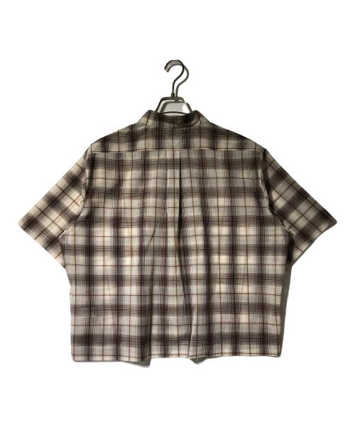 6(ROKU) BEAUTY&YOUTH（ロク ビューティーアンドユース）6(ROKU) BEAUTY&YOUTH (ロク ビューティーアンドユース) チェック オープンカラー ショートスリーブ シャツ ブラウン サイズ:Freeの古着・服飾アイテム