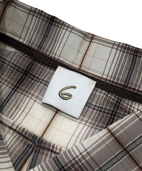 6(ROKU) BEAUTY&YOUTH（ロク ビューティーアンドユース）6(ROKU) BEAUTY&YOUTH (ロク ビューティーアンドユース) チェック オープンカラー ショートスリーブ シャツ ブラウン サイズ:Freeの古着・服飾アイテム