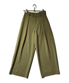 H BEAUTY&YOUTH（エイチ ビューティー&ユース）の古着「ポリエステルツイル インタック バレルパンツ」｜オリーブ