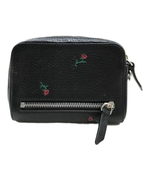 ALEXANDER WANG（アレキサンダー・ワン）ALEXANDER WANG (アレキサンダーワン) ローズプリントラウンドジップウォレット ブラックの古着・服飾アイテム