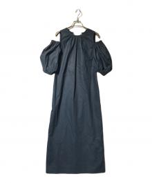 VERMEIL par iena（ヴェルメイユ パー イエナ）の古着「ノースリーブワンピース/ショルダースリットシェイプワンピース」｜ネイビー