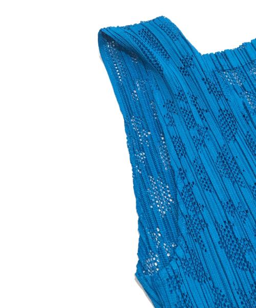 PLEATS PLEASE（プリーツプリーズ）PLEATS PLEASE (プリーツプリーズ) カットワークプリーツカットソー ブルー サイズ:3の古着・服飾アイテム