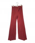 PLEATS PLEASEプリーツプリーズ）の古着「プリーツシェイプパンツ」｜レッド