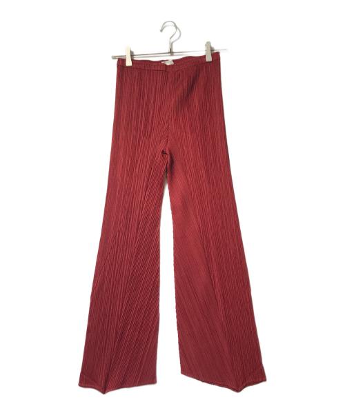 PLEATS PLEASE（プリーツプリーズ）PLEATS PLEASE (プリーツプリーズ) プリーツシェイプパンツ レッド サイズ:3の古着・服飾アイテム