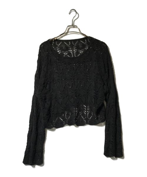 Spick and Span（スピックアンドスパン）Spick and Span (スピックアンドスパン) ギマコットン透かし編みボートネックニット ブラック サイズ:Ｆの古着・服飾アイテム