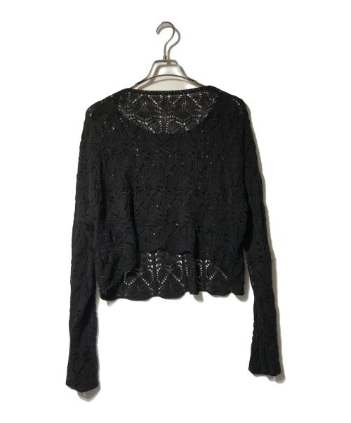 Spick and Span（スピックアンドスパン）Spick and Span (スピックアンドスパン) ギマコットン透かし編みボートネックニット ブラック サイズ:Ｆの古着・服飾アイテム