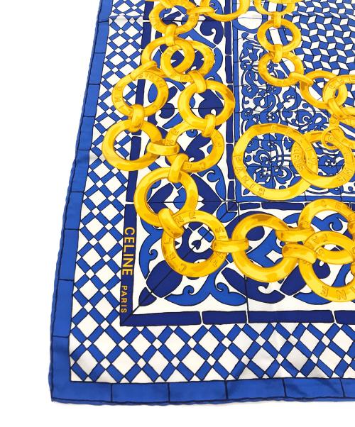 CELINE（セリーヌ）CELINE (セリーヌ) シルクスカーフ ブルーの古着・服飾アイテム